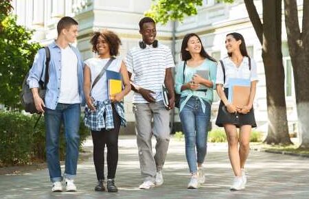 diverse group of college students on college campus